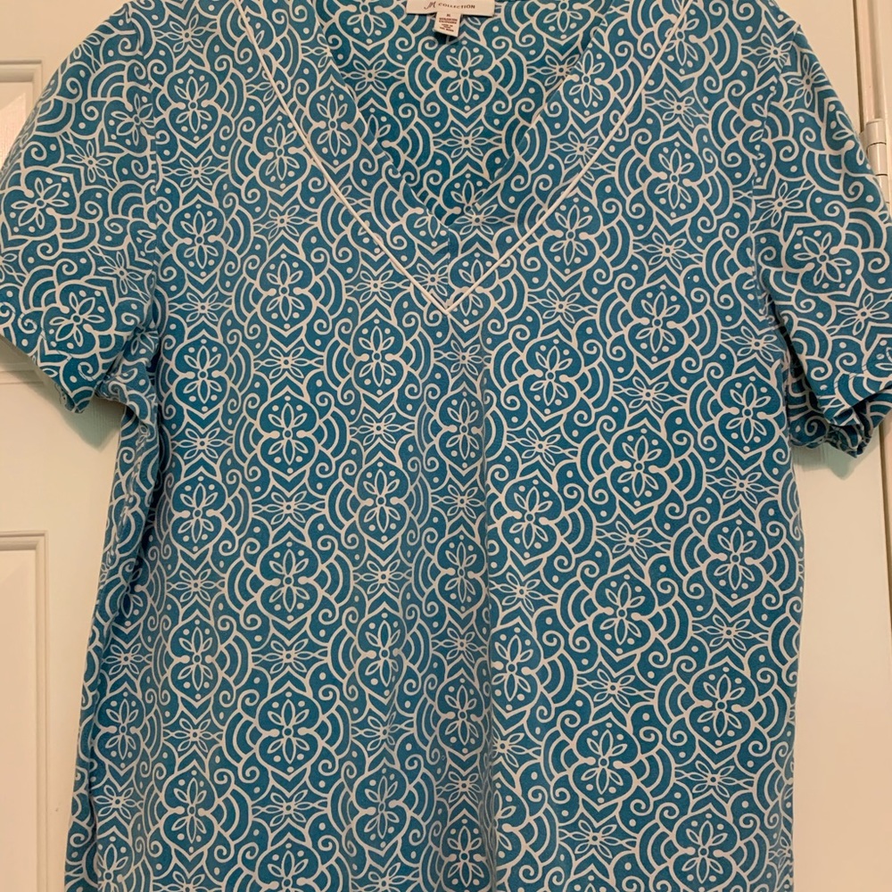 Ladies XlL Short Sleeve Shirt Top XL Blue